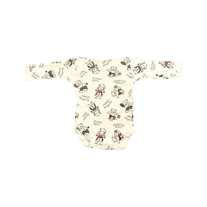 Junior Joy Baby Bodysuits – 2 Pack Cream Printed for Premature Babies | Long Sleeve, Envelope Neck, Easy Nappy Change