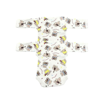 Junior Joy Baby Bodysuits – 2 Pack White Printed for Premature Babies | Long Sleeve, Various Design