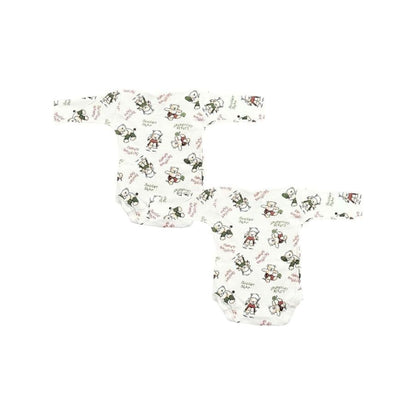 Junior Joy Baby Bodysuits – 2 Pack White Printed for Premature Babies | Long Sleeve, Various Design