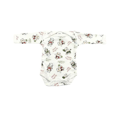 Junior Joy Baby Bodysuits – 2 Pack White Printed for Premature Babies | Long Sleeve, Various Design