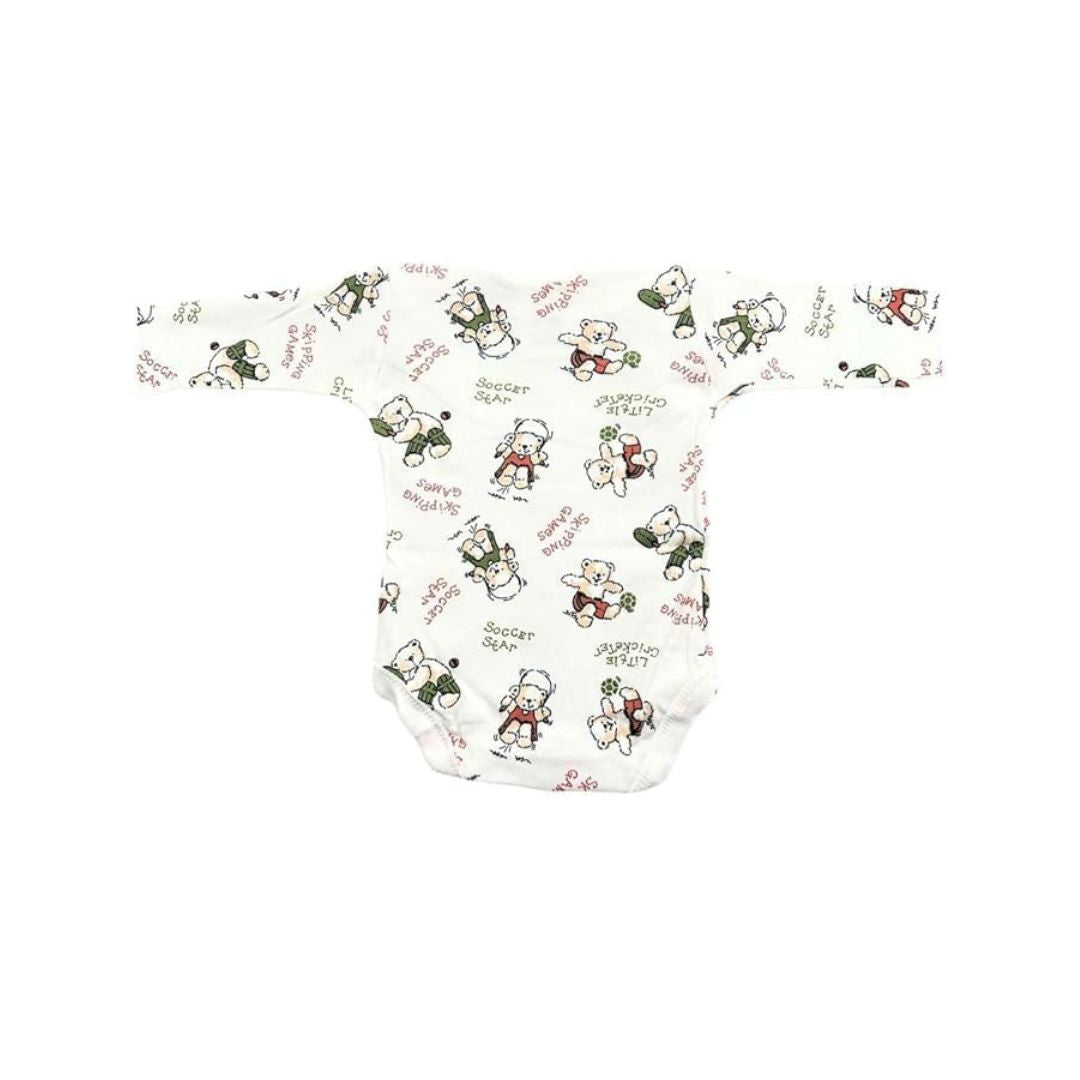 Junior Joy Baby Bodysuits – 2 Pack White Printed for Premature Babies | Long Sleeve, Various Design