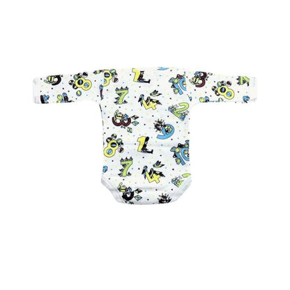 Junior Joy Baby Bodysuits – 2 Pack White Printed for Premature Babies | Long Sleeve, Various Design