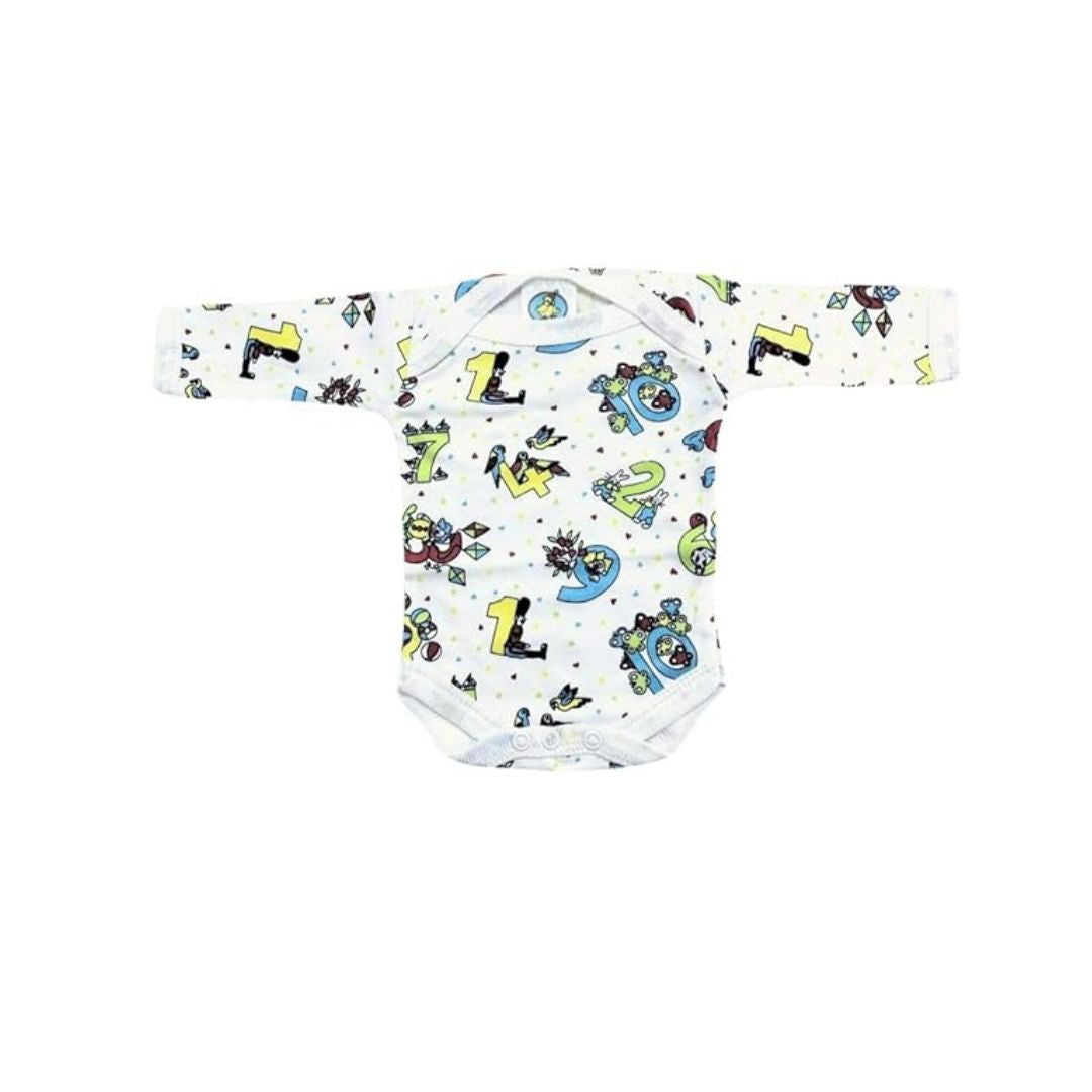 Junior Joy Baby Bodysuits – 2 Pack White Printed for Premature Babies | Long Sleeve, Various Design