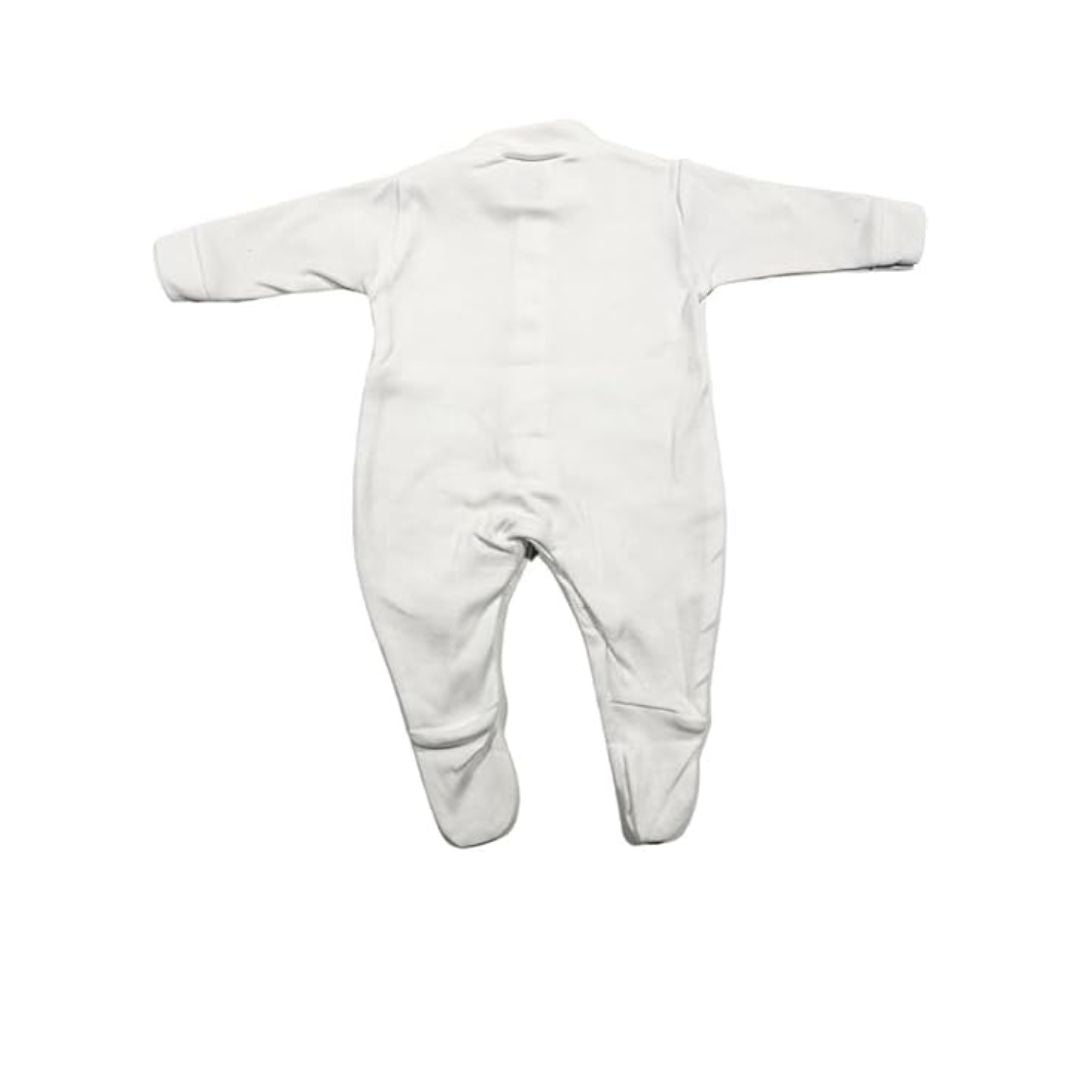 Junior Joy 3-6 Months Baby Sleepsuit White, 100% Combed Cotton, Super Soft, Durable, Pack of 1