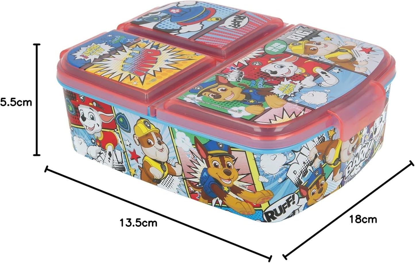 Stor Paw Patrol Kids 3 Compartment Sandwich Lunch Box – Durable BPA Free Lunchbox with Premium Design