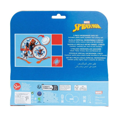 Stor Spiderman Moving Target 5 Piece Non Slip Kids Dinner Set