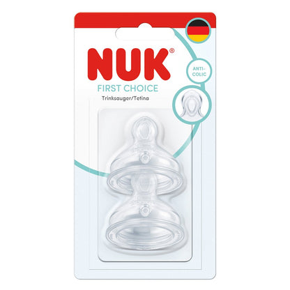 NUK First Choice Baby Bottle Teats | Anti Colic Feeding Bottle Teats | Silicone | Small | 2 Count
