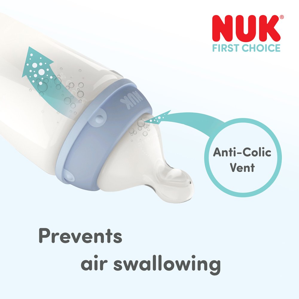 NUK First Choice Baby Bottle Teats | Anti Colic Feeding Bottle Teats | Silicone | Small | 2 Count