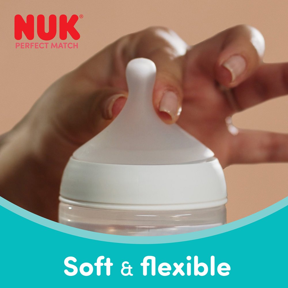 NUK Perfect Match Baby Bottle Teats – Silicone Anti-Colic Feeding Teats Small Flow (2 Pack)