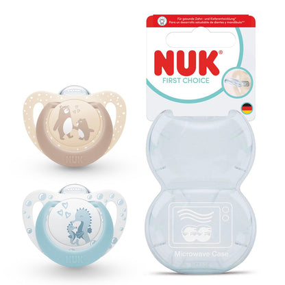 NUK First Choice Baby Dummies 0–6 Months – Orthodontic Silicone Soothers (2 Pack)