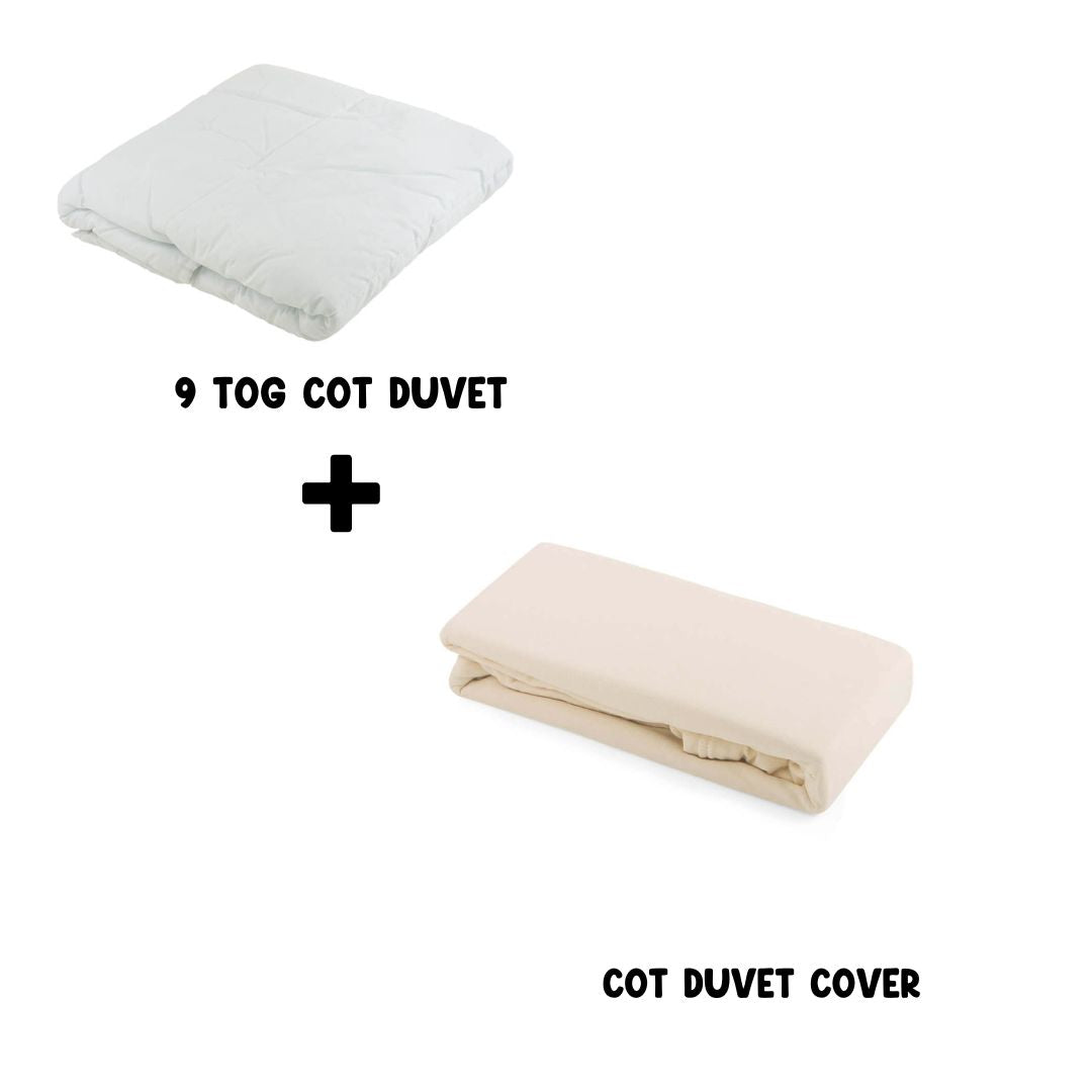 Junior Joy Baby Cot Duvet Set (9 TOG & 4.5 TOG) + 100% Cotton Duvet Cover – Soft, Breathable, Machine Washable – Multiple Colors (Cot Size 100x120cm)