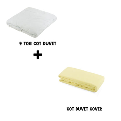 Junior Joy Baby Cot Duvet Set (9 TOG & 4.5 TOG) + 100% Cotton Duvet Cover – Soft, Breathable, Machine Washable – Multiple Colors (Cot Size 100x120cm)