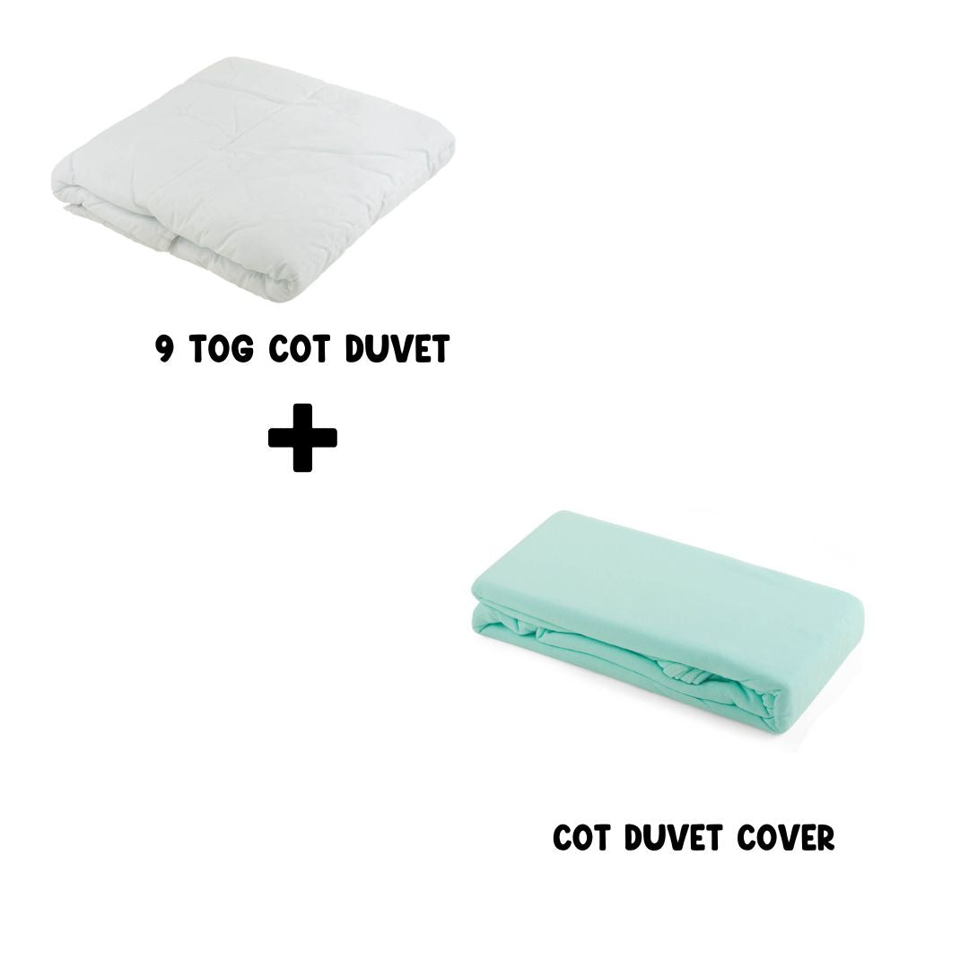Junior Joy Baby Cot Duvet Set (9 TOG & 4.5 TOG) + 100% Cotton Duvet Cover – Soft, Breathable, Machine Washable – Multiple Colors (Cot Size 100x120cm)