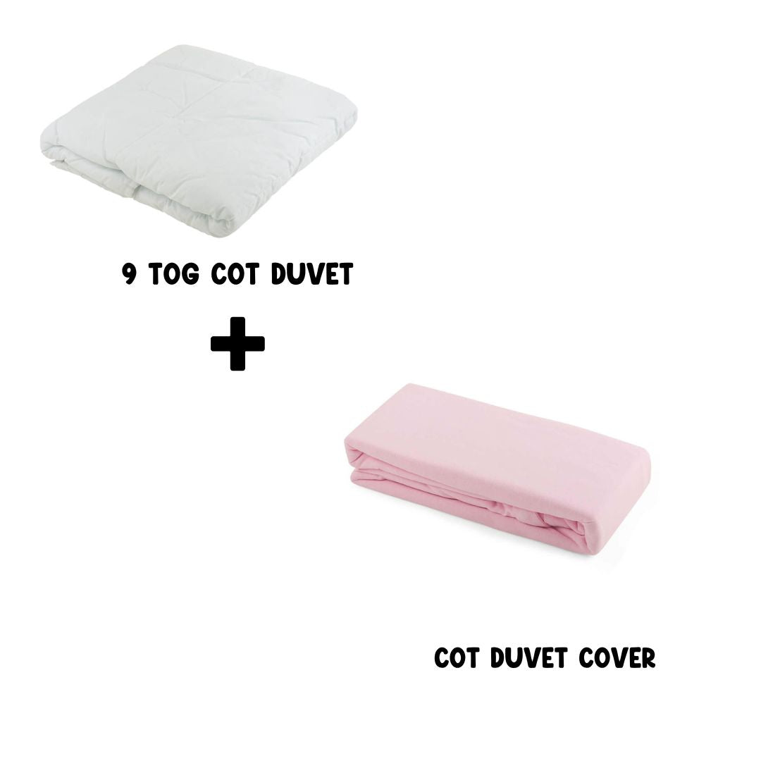 Junior Joy Baby Cot Duvet Set (9 TOG & 4.5 TOG) + 100% Cotton Duvet Cover – Soft, Breathable, Machine Washable – Multiple Colors (Cot Size 100x120cm)