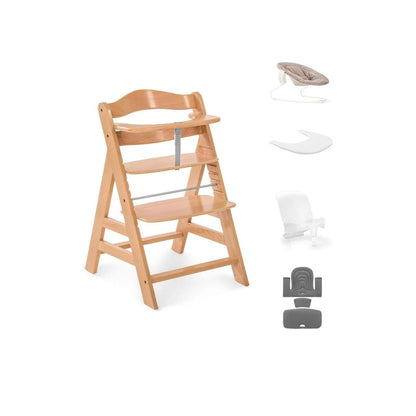Hauck Alpha+ Economy Bundle Wooden Highchair – Beech Natural