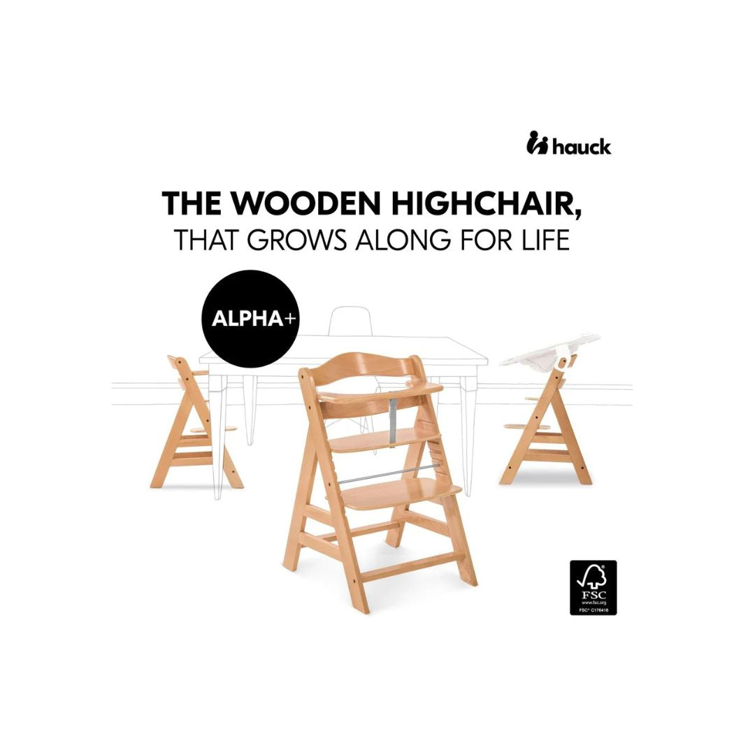 Hauck Alpha+ Economy Bundle Wooden Highchair – Beech Natural