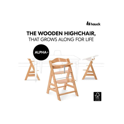 Hauck Alpha+ Economy Bundle Wooden Highchair – Beech Natural
