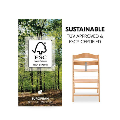 Hauck Alpha+ Economy Bundle Wooden Highchair – Beech Natural