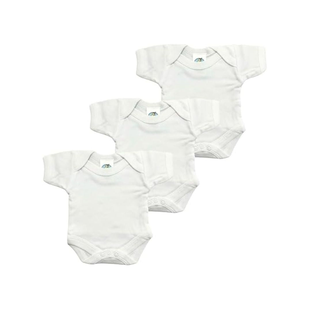 Junior Joy Baby Bodysuits, 100% Combed Cotton, Super Soft, Short Sleeves, Envelope Neck, Pack of 3
