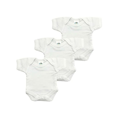 Junior Joy Baby Bodysuits, 100% Combed Cotton, Super Soft, Short Sleeves, Envelope Neck, Pack of 3