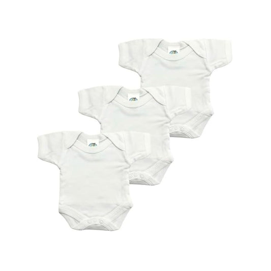 Junior Joy Baby Bodysuits, 100% Combed Cotton, Super Soft, Short Sleeves, Envelope Neck, Pack of 3