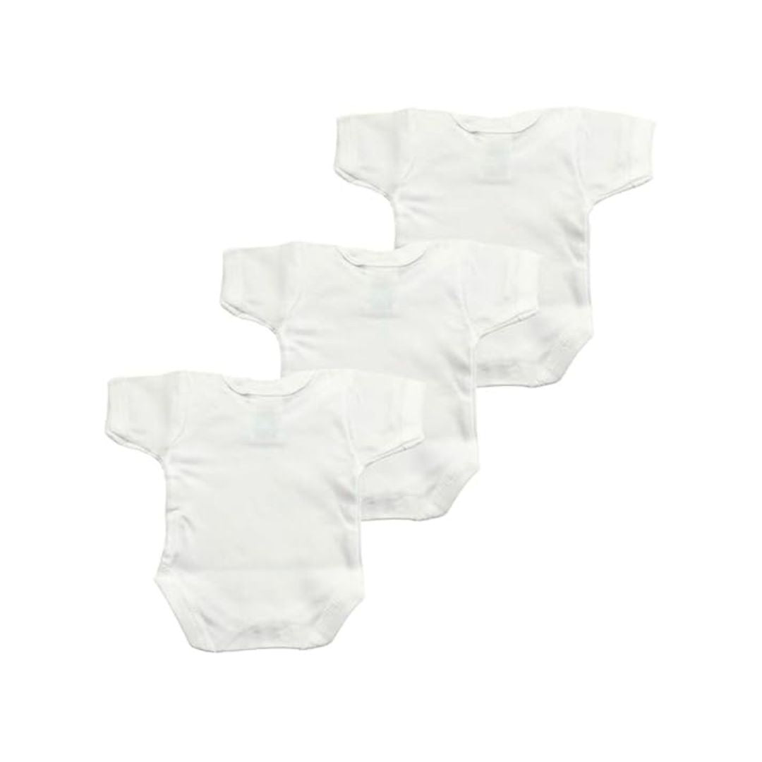 Junior Joy Baby Bodysuits, 100% Combed Cotton, Super Soft, Short Sleeves, Envelope Neck, Pack of 3