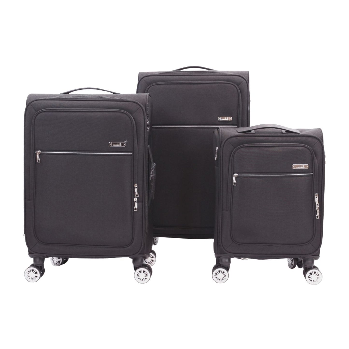 Condotti Casimir Lightweight Soft Suitcase with TSA Lock - Black