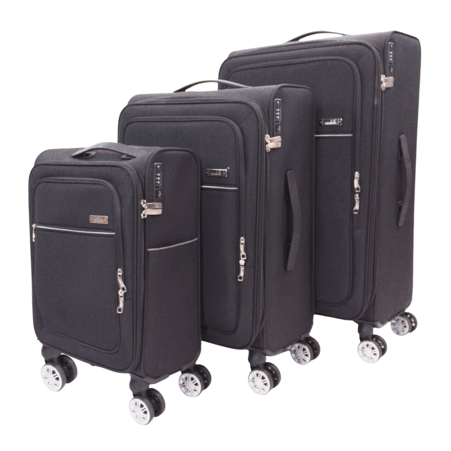 Condotti Casimir Lightweight Soft Suitcase with TSA Lock - Black