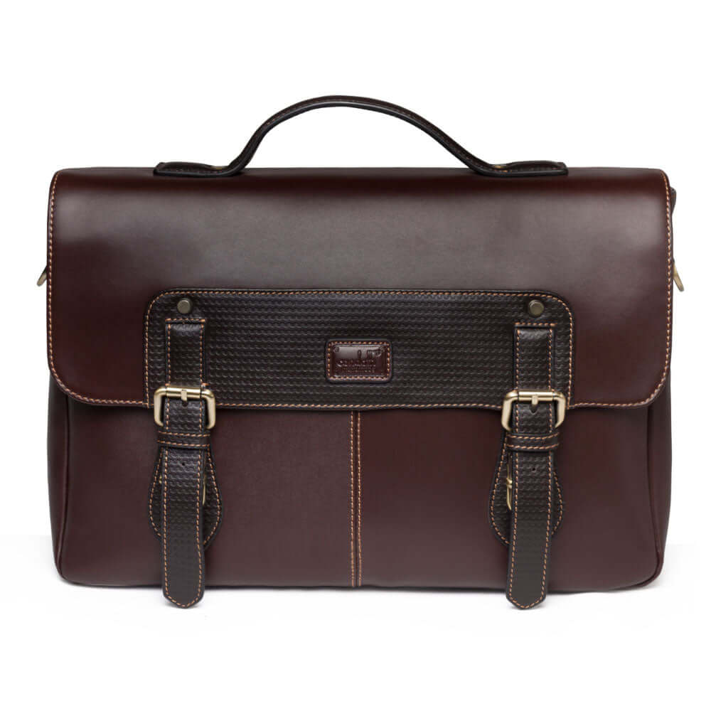 Full Grain Leather Briefcase with Buckles
