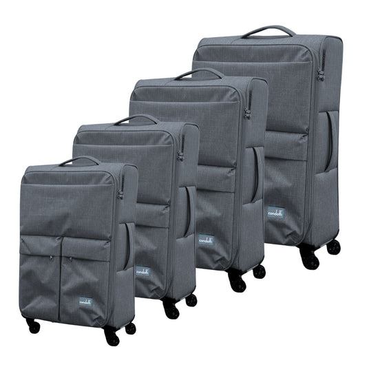 Condotti Pioneer 4 Piece Suitcase Set - 22", 24", 28", 32" Soft Shell Spinner Luggage