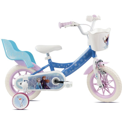 Frozen 12" Kids Bike with Stabilisers, Front Basket & Doll Carrier