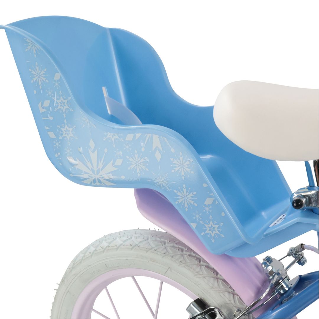 Disney Frozen 14" Kids Bike with Stabilisers, Front Basket & Doll Carrier – Blue