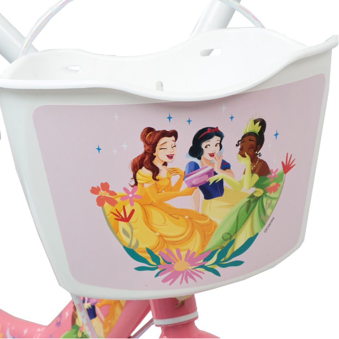 Disney Princess 14" Girls Bike with Stabilisers, Front Basket & Doll Carrier