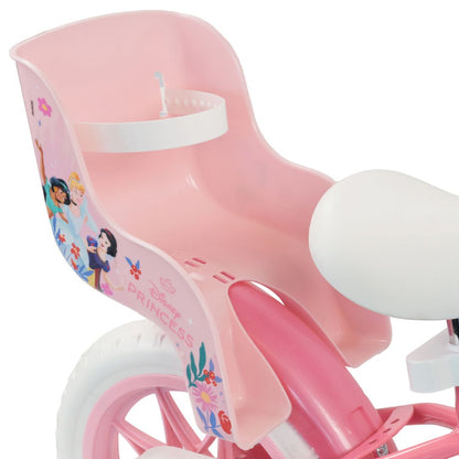 Disney Princess 12" Girls Bike with Stabilisers, Front Basket & Dolly Seat – Pink