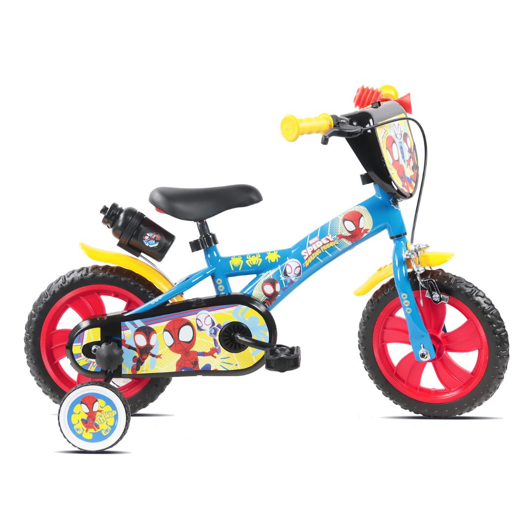 Spidey and His Amazing Friends 12" Kids Bike with Stabilisers & Front Shield