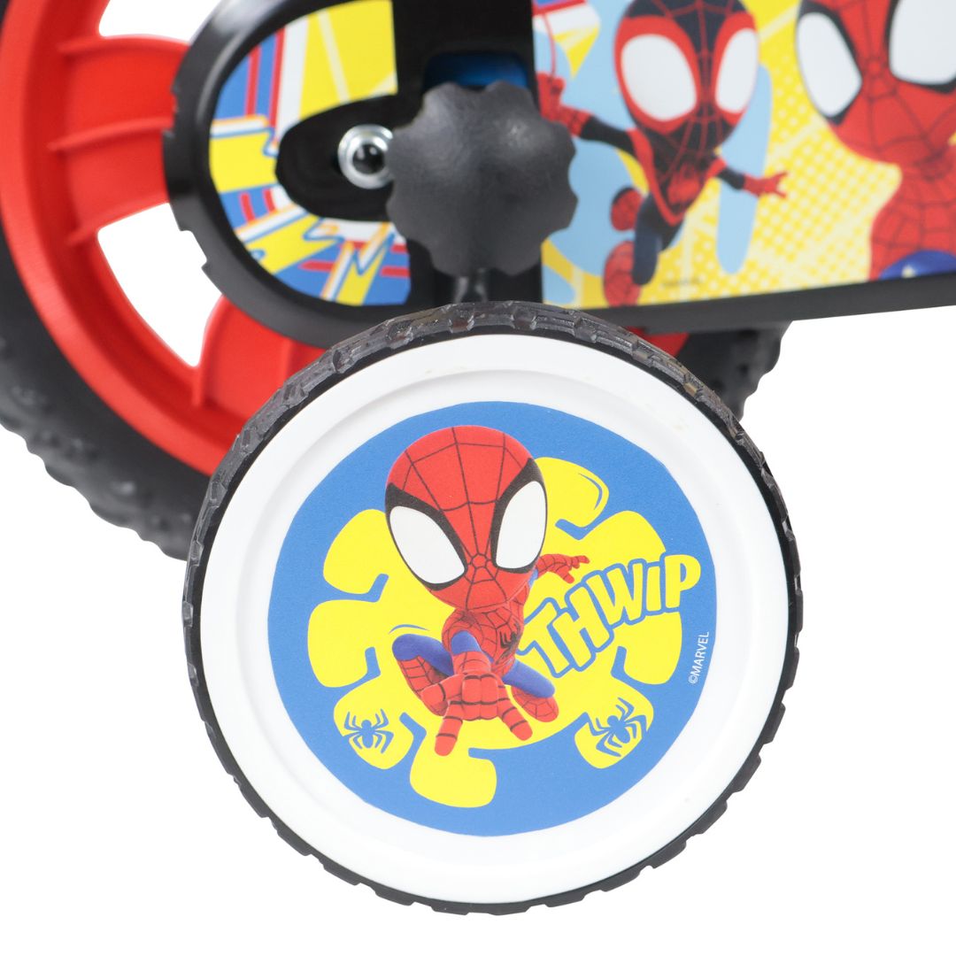 Spidey and His Amazing Friends 12" Kids Bike with Stabilisers & Front Shield
