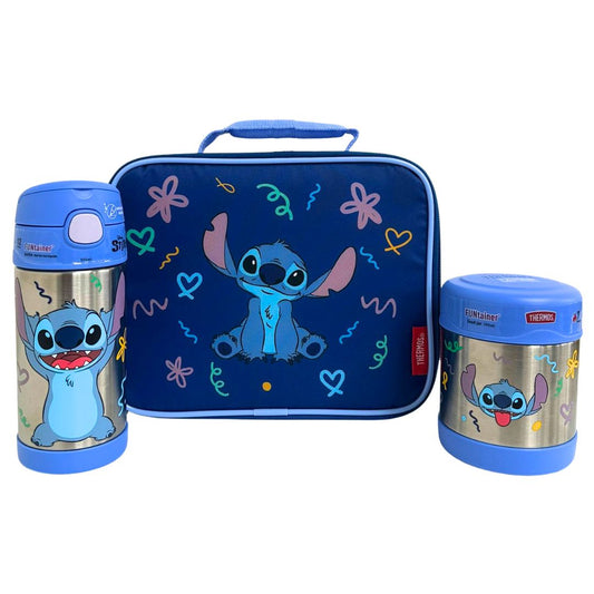 Thermos Disney Stitch Funtainer Bottle Food Flask and Lunch Bag Bundle