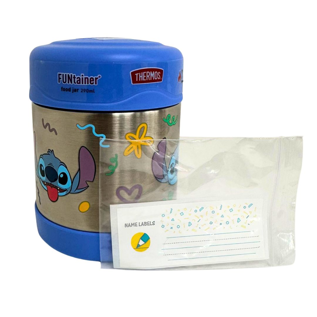 Thermos Disney Stitch Funtainer Bottle Food Flask and Lunch Bag Bundle