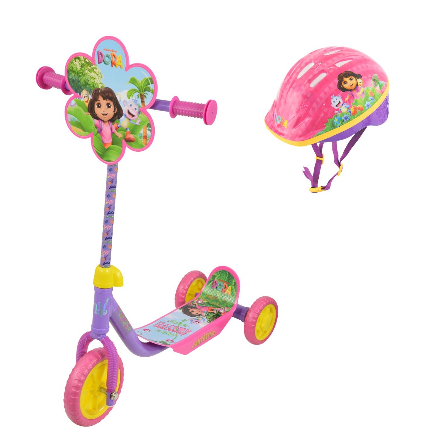 Dora Deluxe Tri Scooter and Helmet Bundle