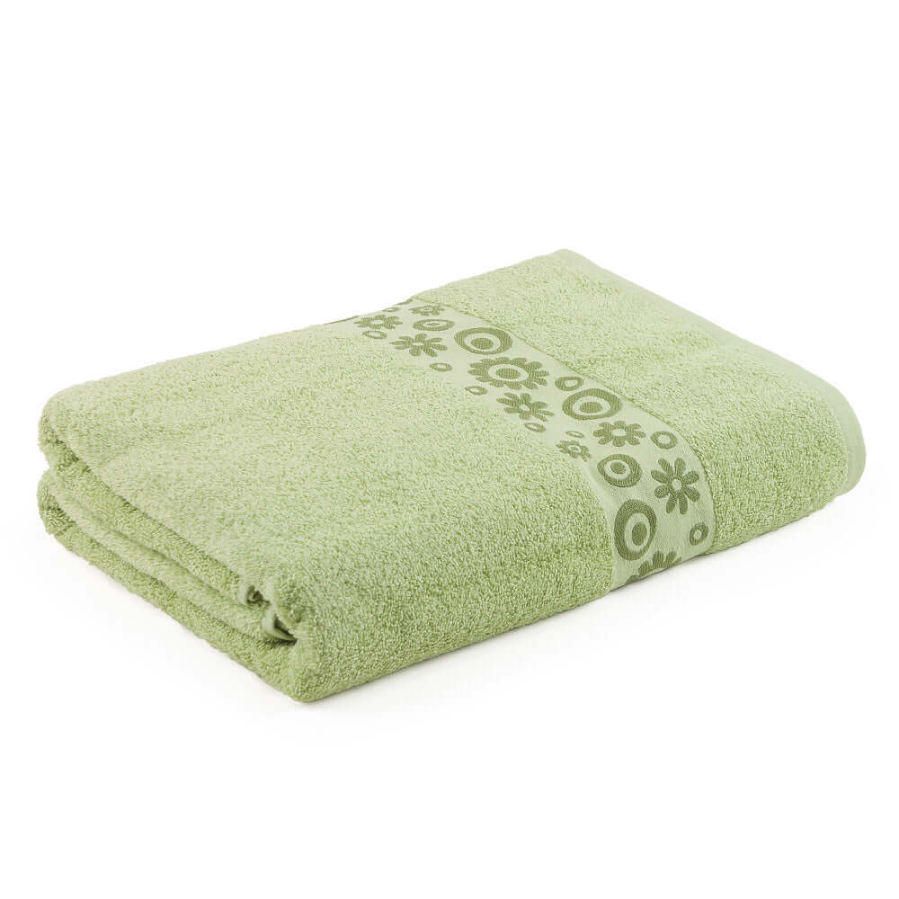 Floral Combed Cotton Bath Towels – Ultra-Soft & Highly Absorbent | 100% Cotton Jacquard, 500GSM (2 Pack)