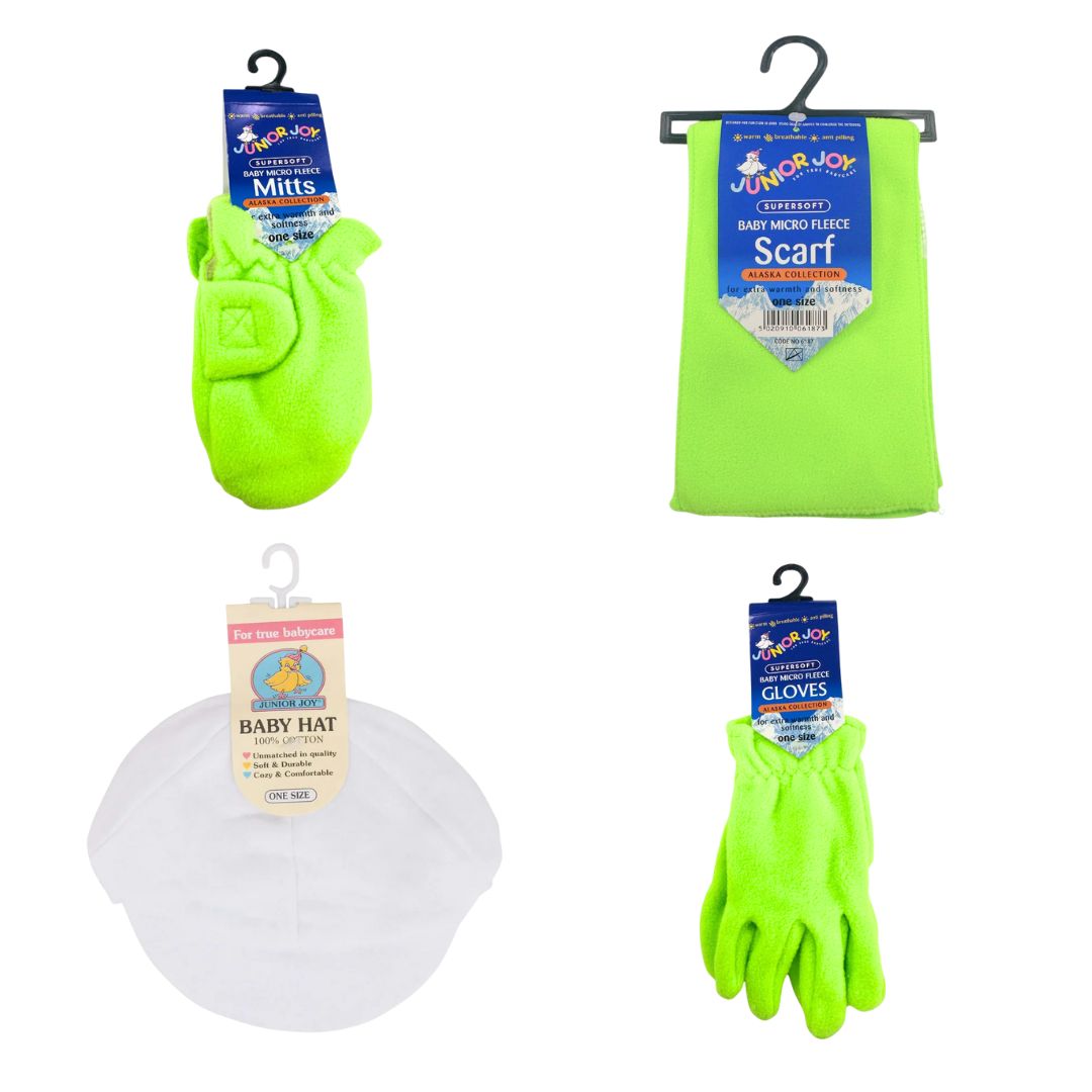 Winter Warmers Baby Set – Hat with Peak, Micro Fleece Mitts, Fleece Gloves & Soft Micro Fleece Scarf