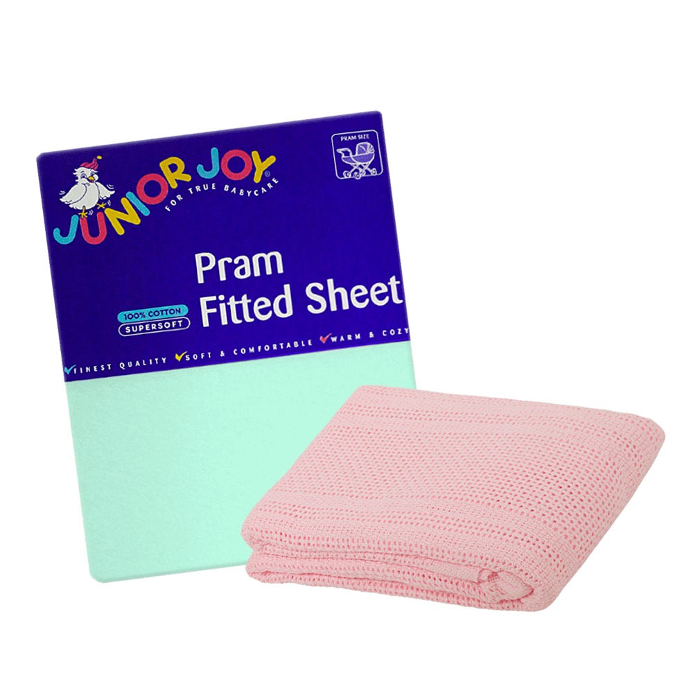 1 Pram Fitted Sheet & Cellular Blanket Bundle