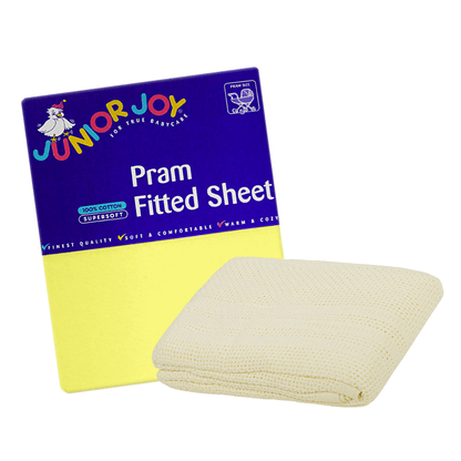 1 Pram Fitted Sheet & Cellular Blanket Bundle