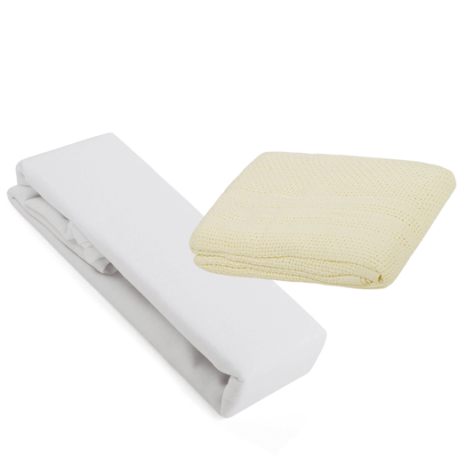 2 Cot Bed Flannelette Sheets & Cellular Blanket Bundle