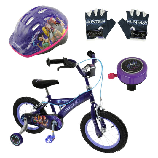 KPop Demon Hunters 14 inch bike bundle with safety helmet, cycle mitts and bike bell