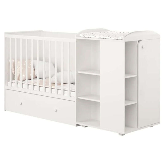 800 Cot with Under Drawer and Storage Unit - White
