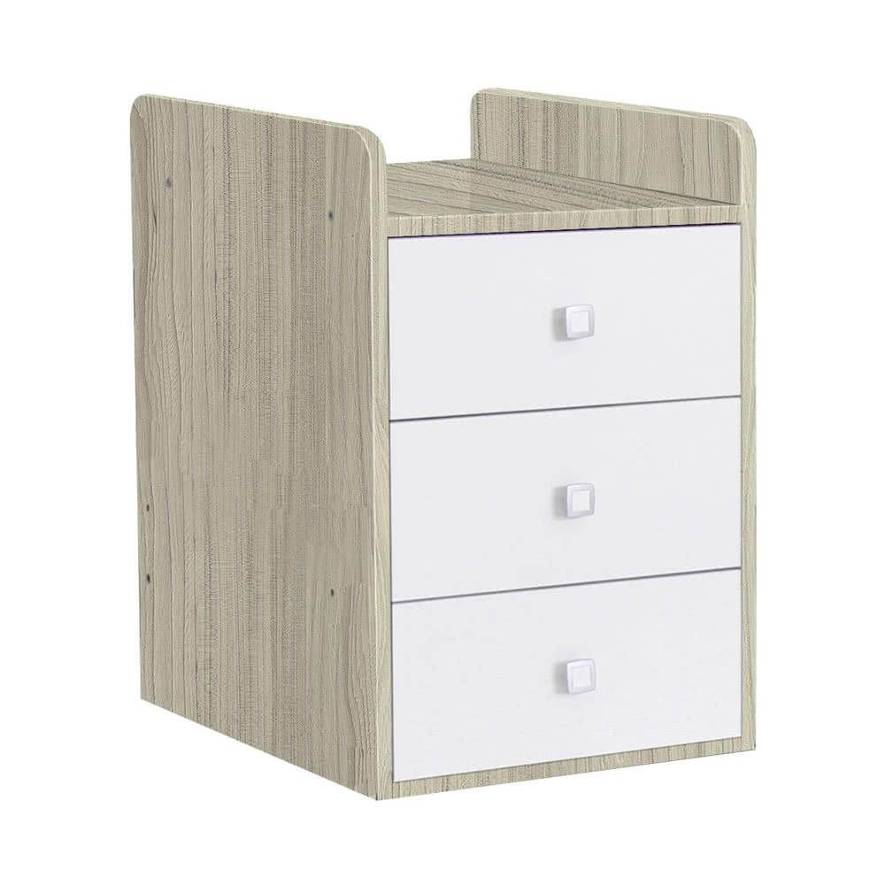 Cot Bed Simple 1100 with Drawer Unit Elm-White