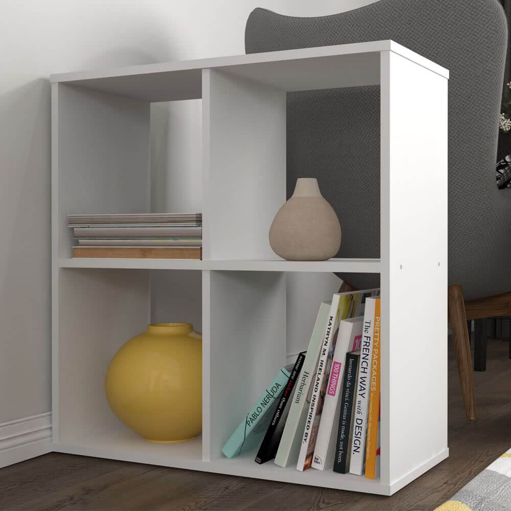 Home Smart 4 Cubic Section Shelving Unit - White