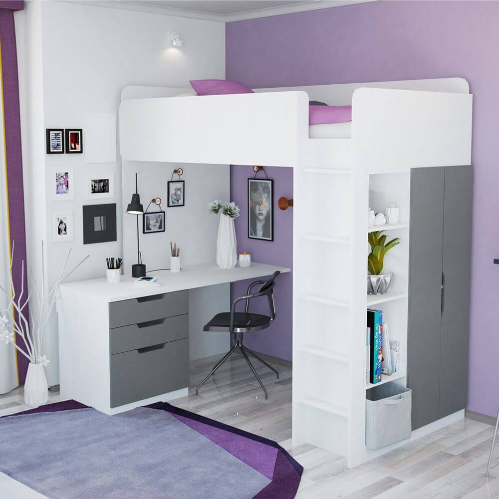 Kids High Sleeper Loft Bed Storage Bundle