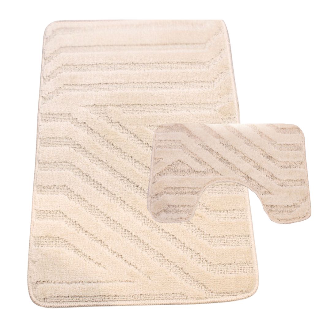 Westward Ho! Lorenzo 2 Piece Bath Mat Set – Soft 100% Polypropylene Rectangular and U-Shaped Mats